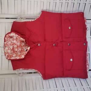 American Eagle Outfitters bright orange and floral reversible woman vest M